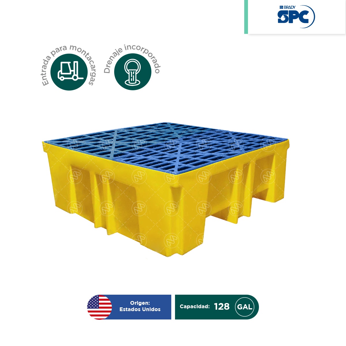 tarima antiderrames para 4 tambos spc 06